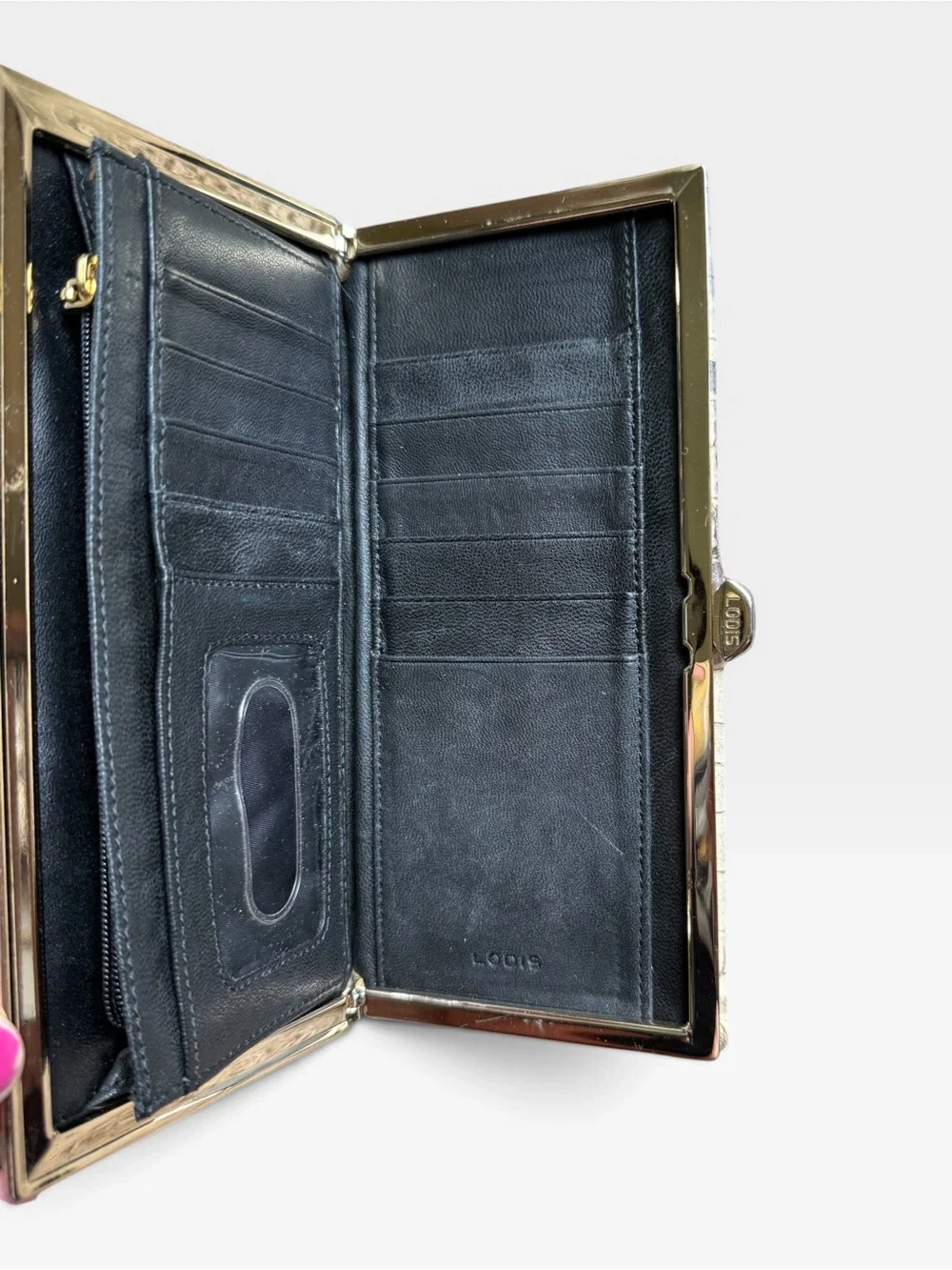 Lodis Leather Frame Clutch Wallet Featuring a  Unique Watercolor Illustration